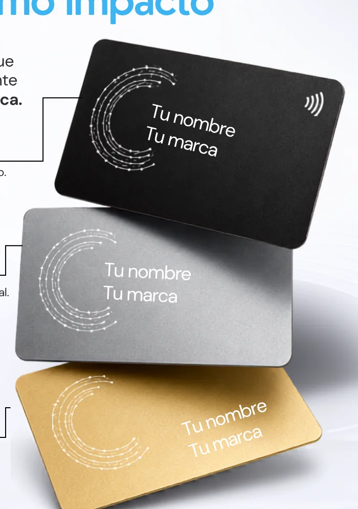 Tarjetas LinkMeID en negro, plata y dorado