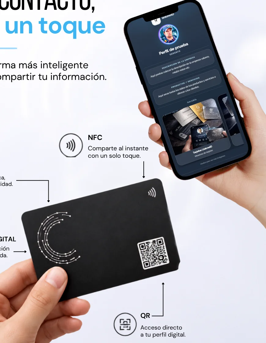 Tarjeta con QR y perfil digital LinkMeID