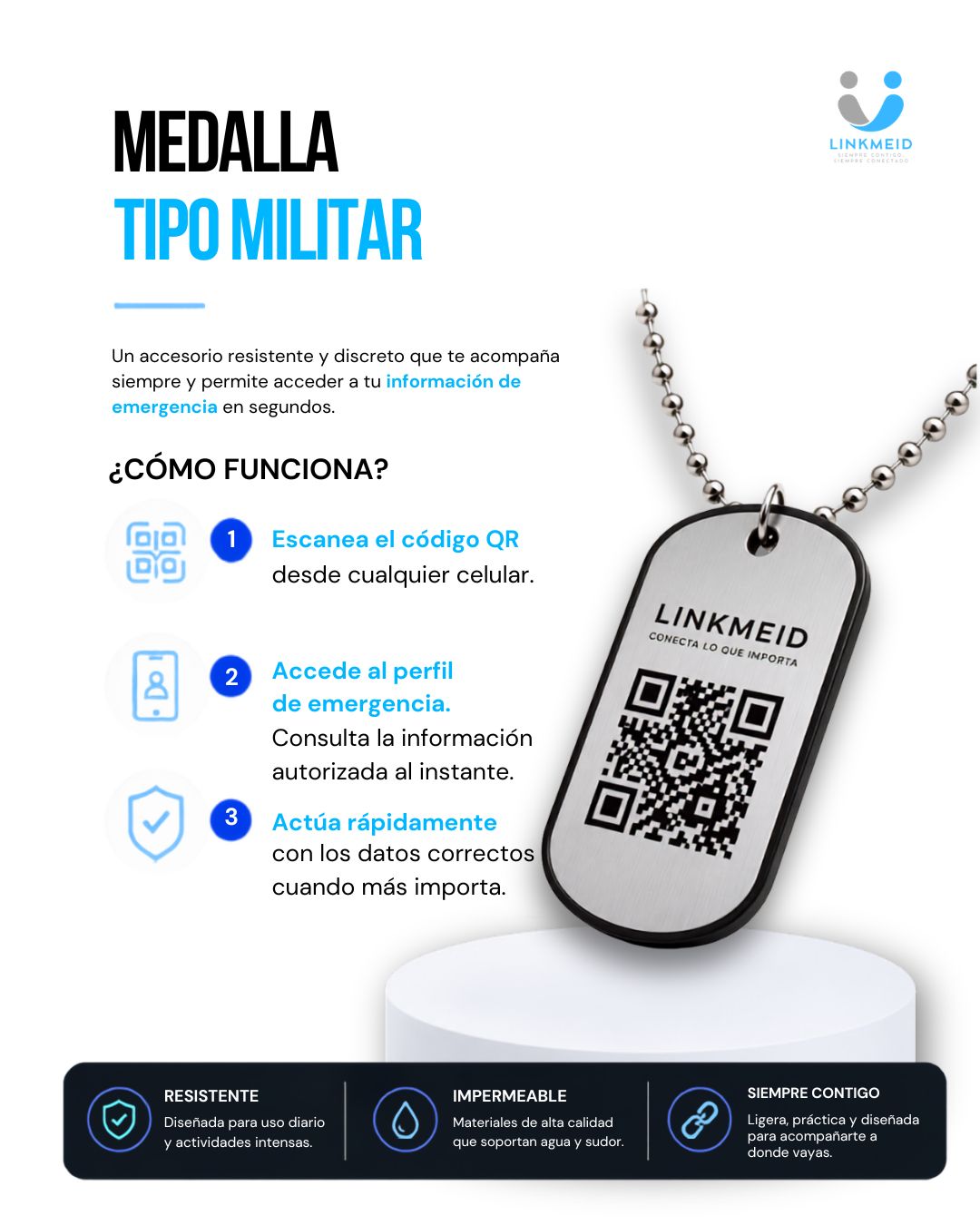 Funcionamiento y beneficios de la medalla tipo militar LinkMeID