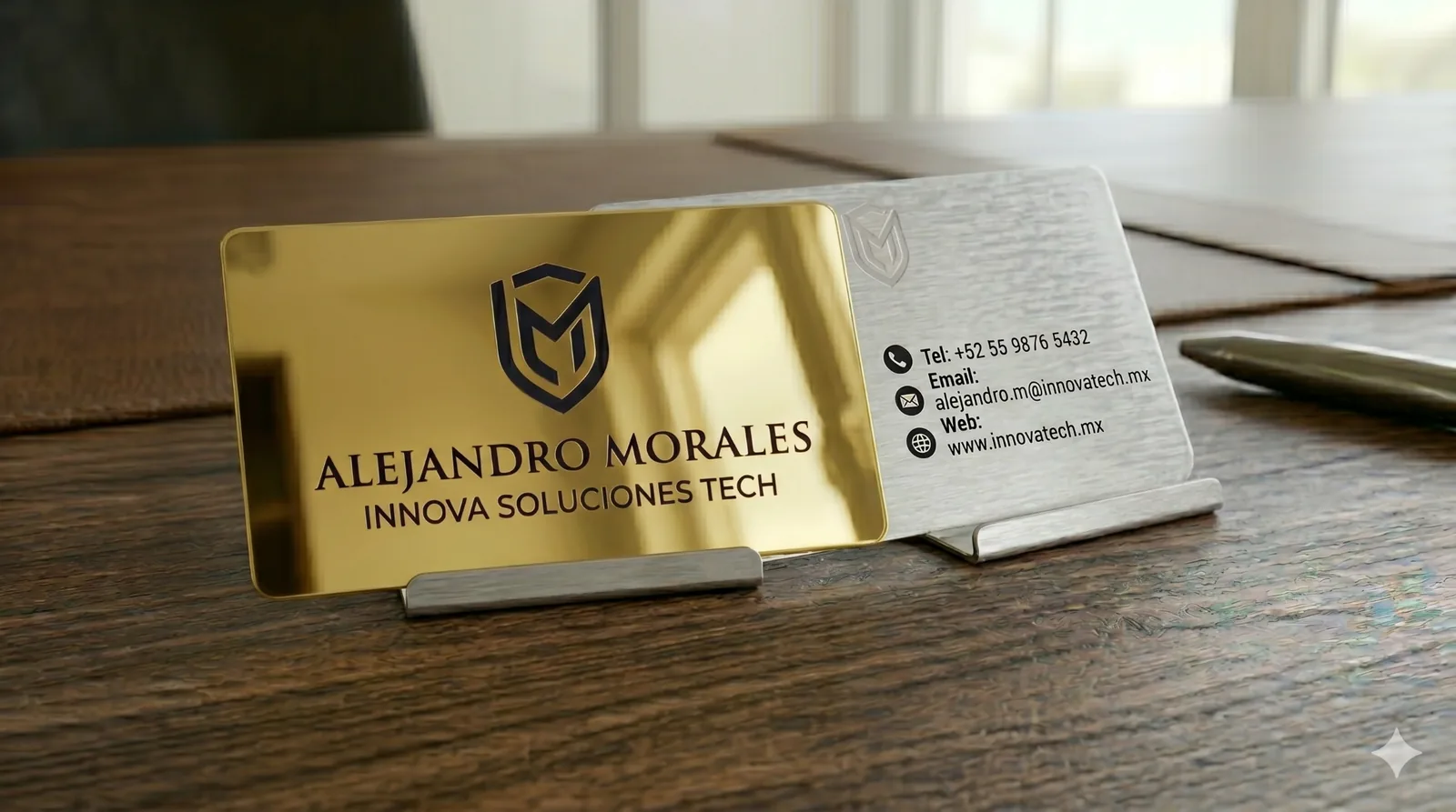 Tarjeta premium metalizada color dorado