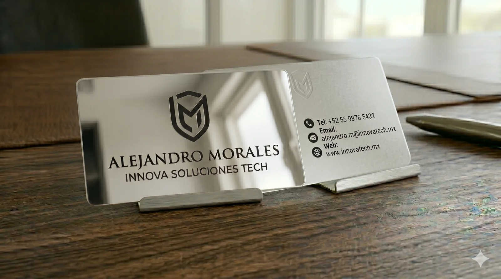Tarjeta premium metalizada color plata