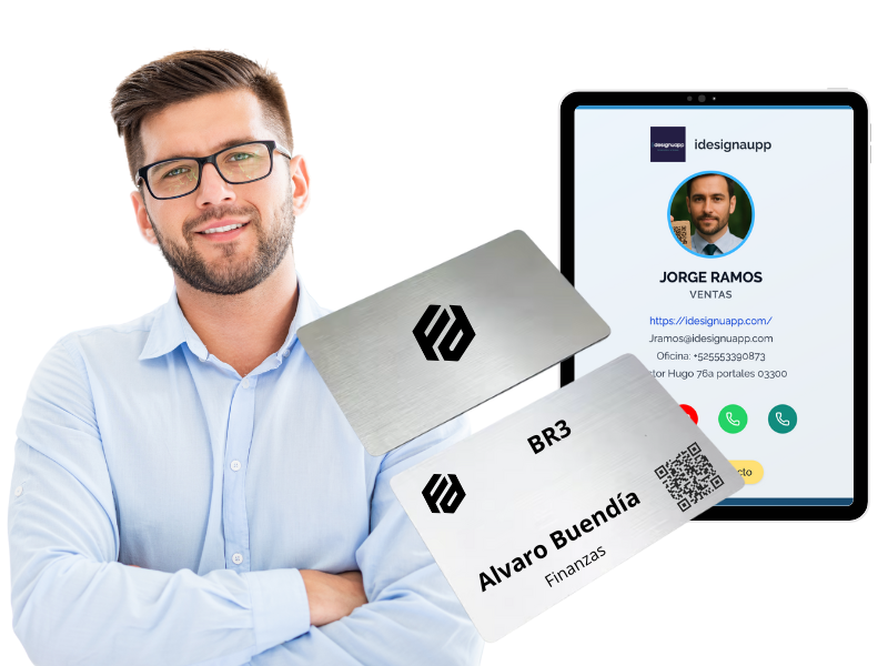 Tarjeta Profesional Metalizada con NFC y QR – LinkMeID - Image 2