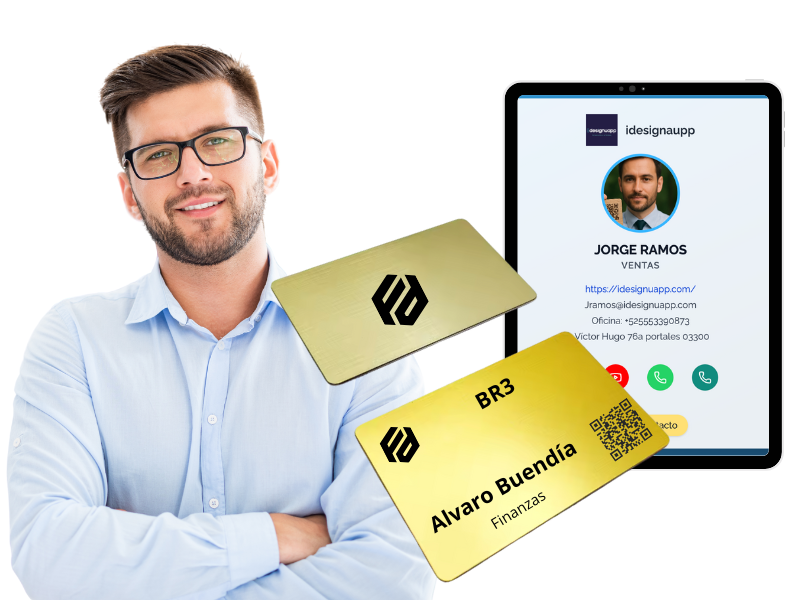 Tarjeta Profesional Metalizada con NFC y QR – LinkMeID - Image 3